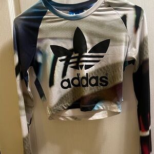 adidas Originals White and Black Graphic Crop Top